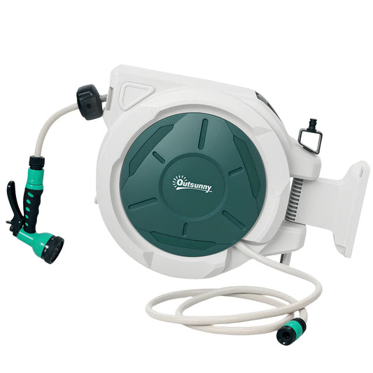 1/2 in x 65ft Wall Mounted Garden Hose Reel, Retractable Auto Rewind, Green Garden Accessories Green, Light Grey at Gallery Canada