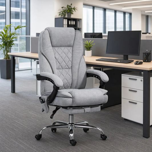 Massage Office Chair, Reclining Computer Chair, Adjustable Height, Footrest, Grey Massage Chairs Grey at Gallery Canada