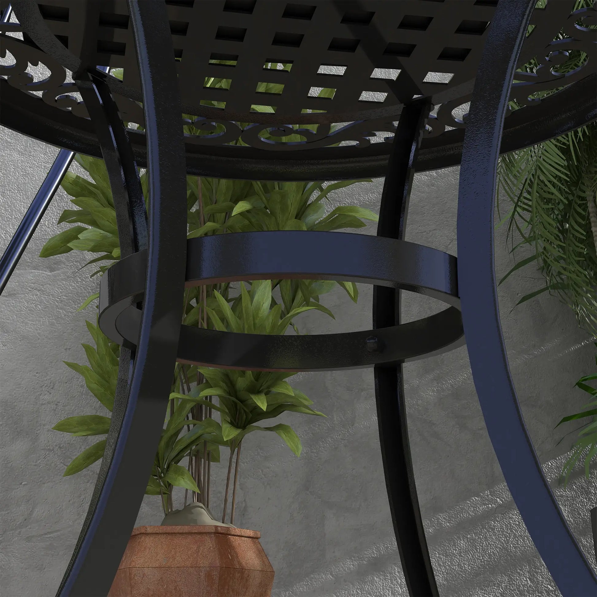 Round Patio Table, Adjustable Feet, Cast Aluminium Frame, Black Patio Side Tables at Gallery Canada