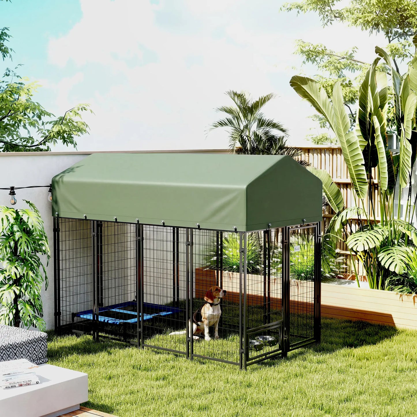 8' x 4' x 6' Outdoor Dog Kennel, Waterproof UV Resistant Cover, Green Dog Kennels at Gallery Canada