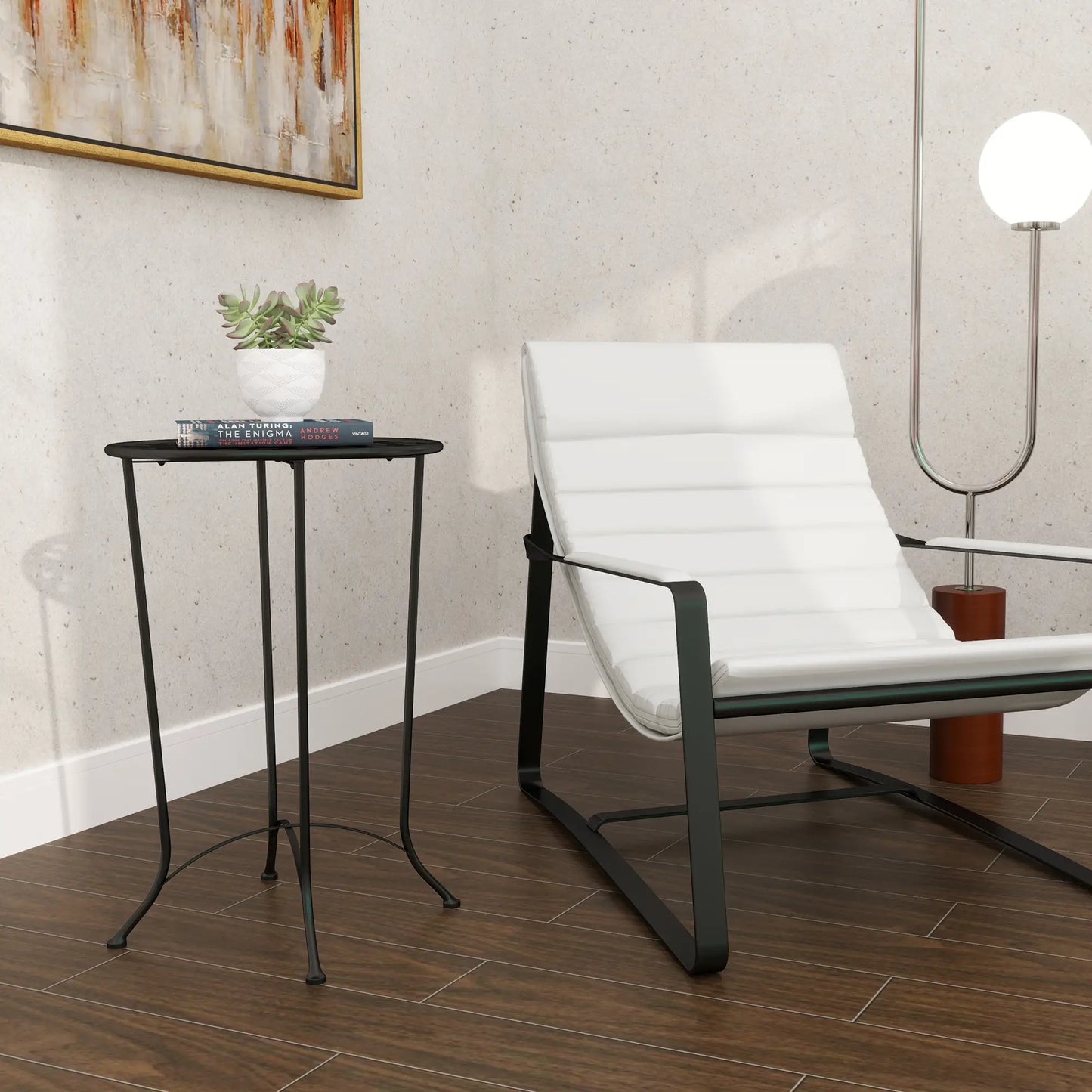 16" Round Outdoor Table, Metal Side Table, Black Patio Dinning Tables at Gallery Canada