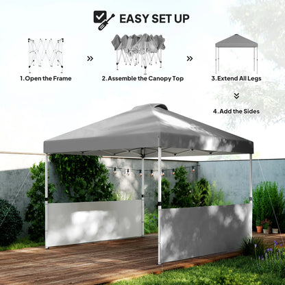 10' x 10' Pop Up Canopy Tent, 2 Half Sidewalls, UV50+, Dark Grey Pop Up Canopies at Gallery Canada