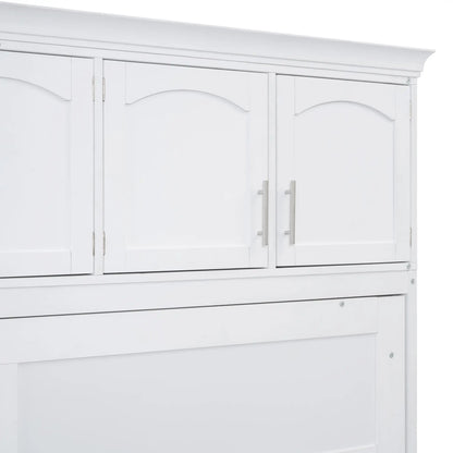 Murphy Bed with Cabinets, Space-Saving Design, 117.5" L x 16" W x 88" H, White Bed Frames at Gallery Canada