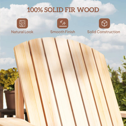 Classic Adirondack Chair, Garden Deck Chair with Cup Holder, Natural Patio Chairs at Gallery Canada