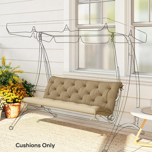 3-Seater Bench Swing Replacement Cushions, Patio Garden, Beige