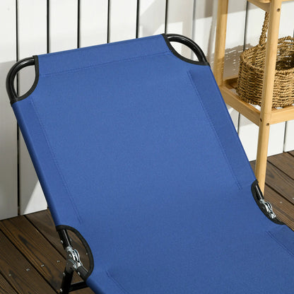 Set of 2 Folding Outdoor Lounge Chairs, Reclining Back, Breathable Mesh, Blue Lounger Chairs at Gallery Canada