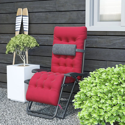 Padded Zero Gravity Chair, Folding Recliner, Patio Lounger with Cup Holder, Red Lounger Chairs at Gallery Canada