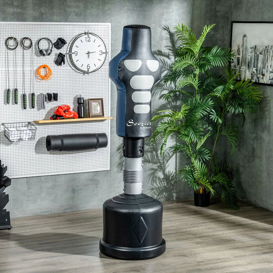 Adjustable Punching Bag, Fillable Base, Pu-Wrapped, Multi-Colour Punching Bag Hangers Black, Silver, Grey and Blue at Gallery Canada
