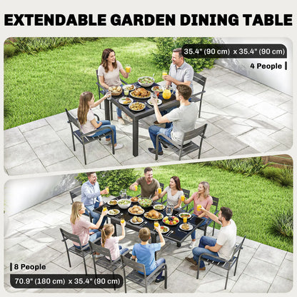 Aluminum Expandable Dining Table, Tempered Glass Tabletop, Black Patio Dining Tables at Gallery Canada