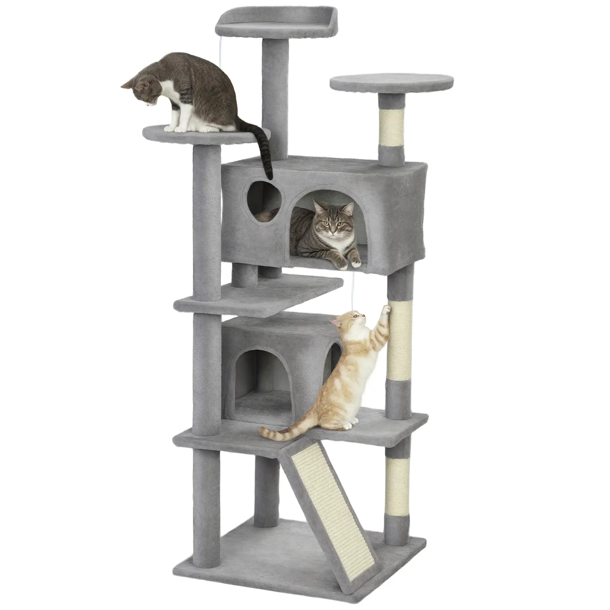 54 Cat Tree, Multi-Level Tower with Scratching Posts, Condos, Bed, Light Grey Cat Towers at Gallery Canada