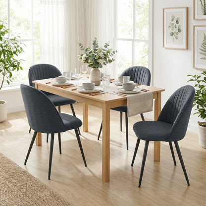 Modern Dining Chairs Set of 4, Velvet Upholstered, Steel Legs, Dark Grey Dining Chairs at Gallery Canada