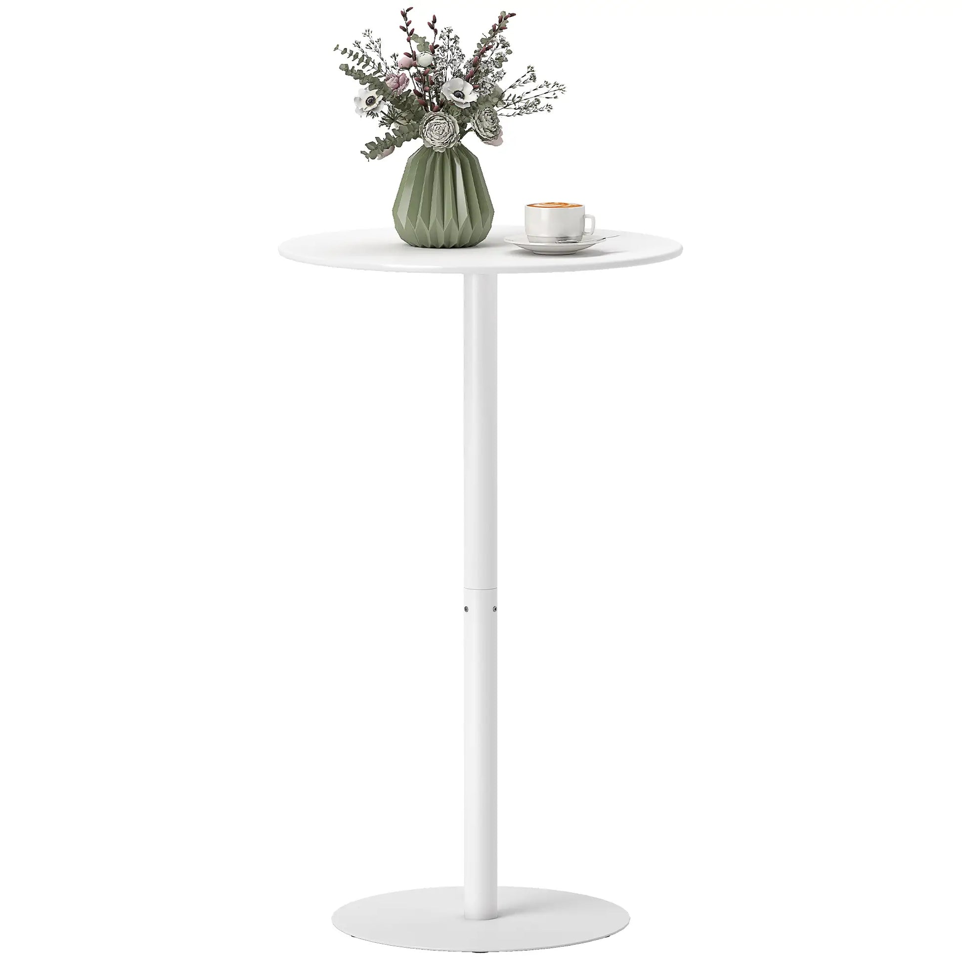 Round Bar Table for 2, Steel Frame, Easy Assembly, White Bar Tables White at Gallery Canada