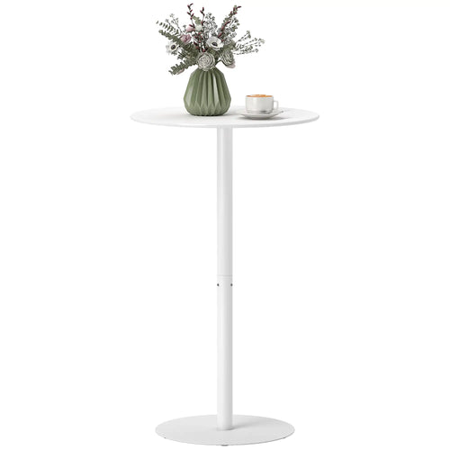 Round Bar Table for 2, Steel Frame, Easy Assembly, White