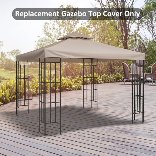 9.8' x 9.8' 2-Tier Canopy Replacement Cover Outdoor Garden Gazebo Top Cover, Beige - Gallery Canada