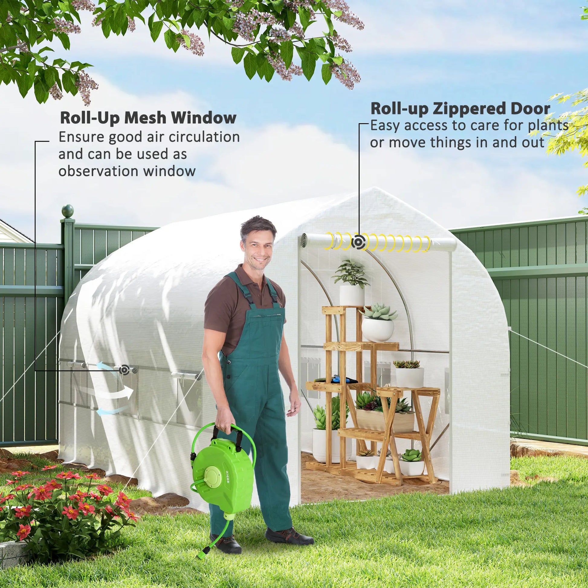 11.5' x 6.6' x 6.6' Portable Walk-In Greenhouse, White Tunnel Greenhouses at Gallery Canada