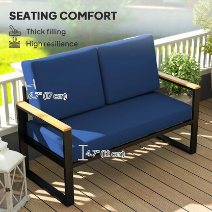2 Seater Outdoor Seat Cushions, 5" Thick, 7" Backrest, Navy Blue Patio Chair Cushions at Gallery Canada