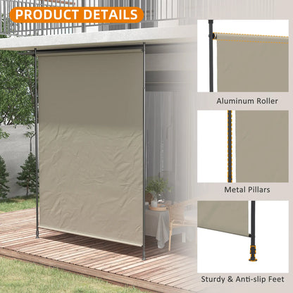 7' x 10' Retractable Patio Awning, Manual Outdoor Privacy Screen, Beige Retractable Side Awning at Gallery Canada