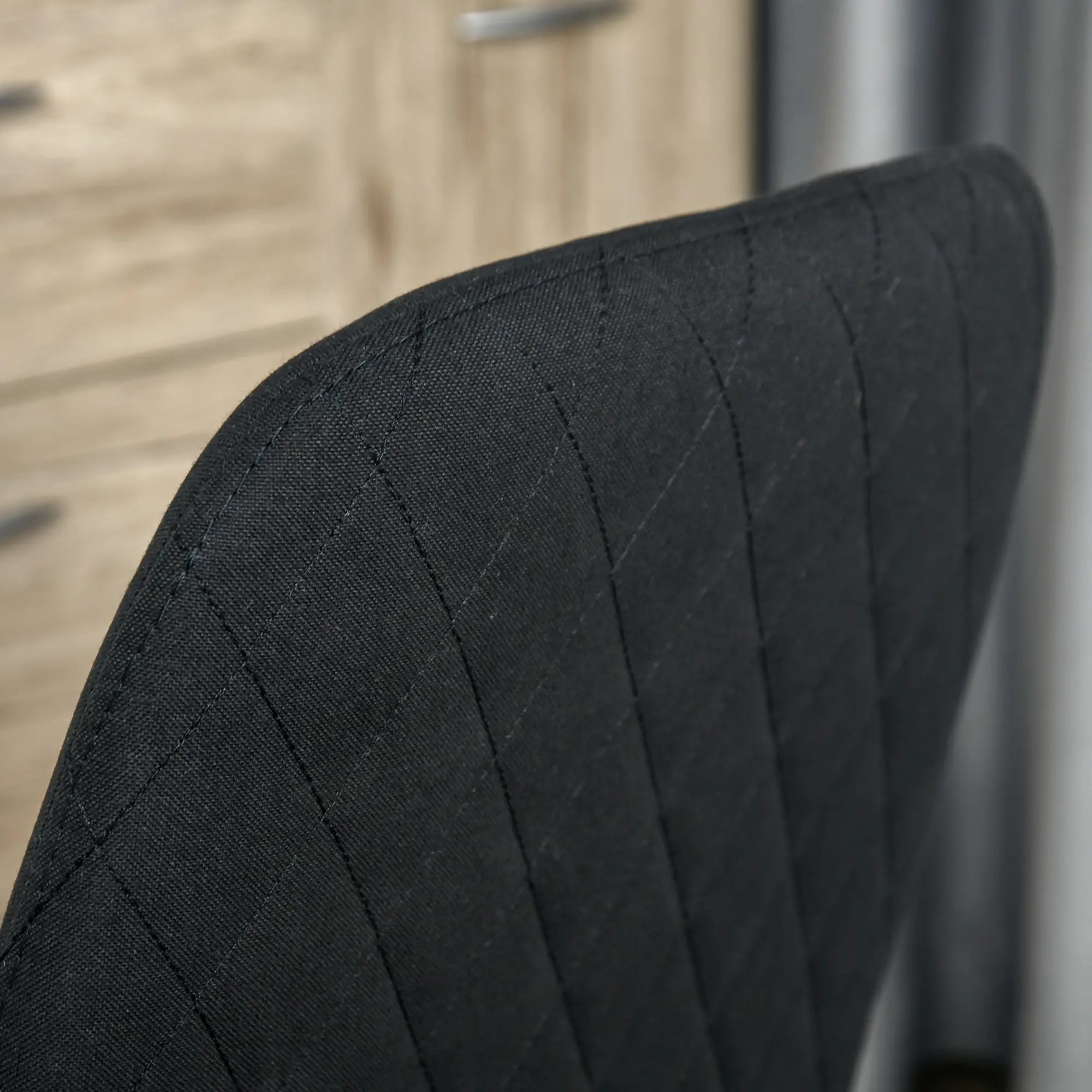 Modern Dining Chair Set of 2, Fabric Upholstered, Metal Legs, Black Bar Stools at Gallery Canada