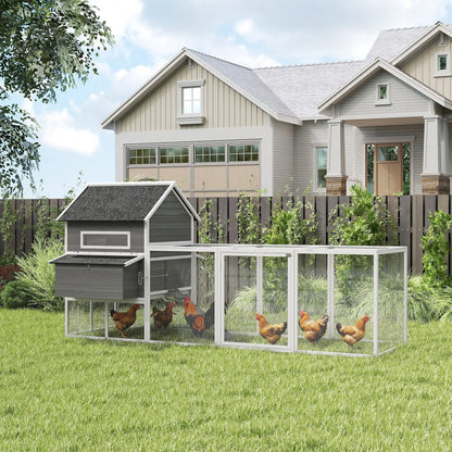 Wooden Chicken Coop With Run, Nesting Box, 137", Dark Grey Chicken Coops at Gallery Canada