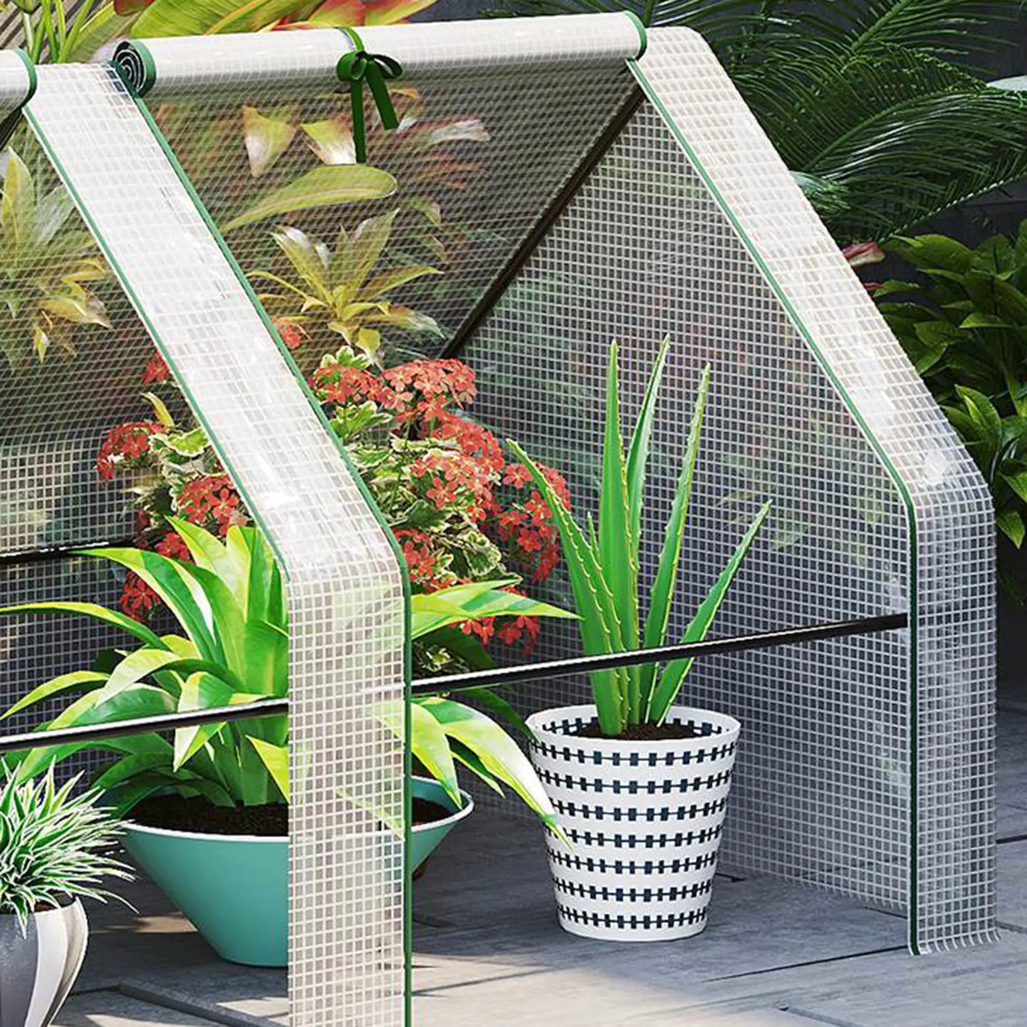 6' x 3' x 3' Portable Tunnel Greenhouse, Large Zipper Doors, Water UV PE Cover, White Mini Greenhouses at Gallery Canada