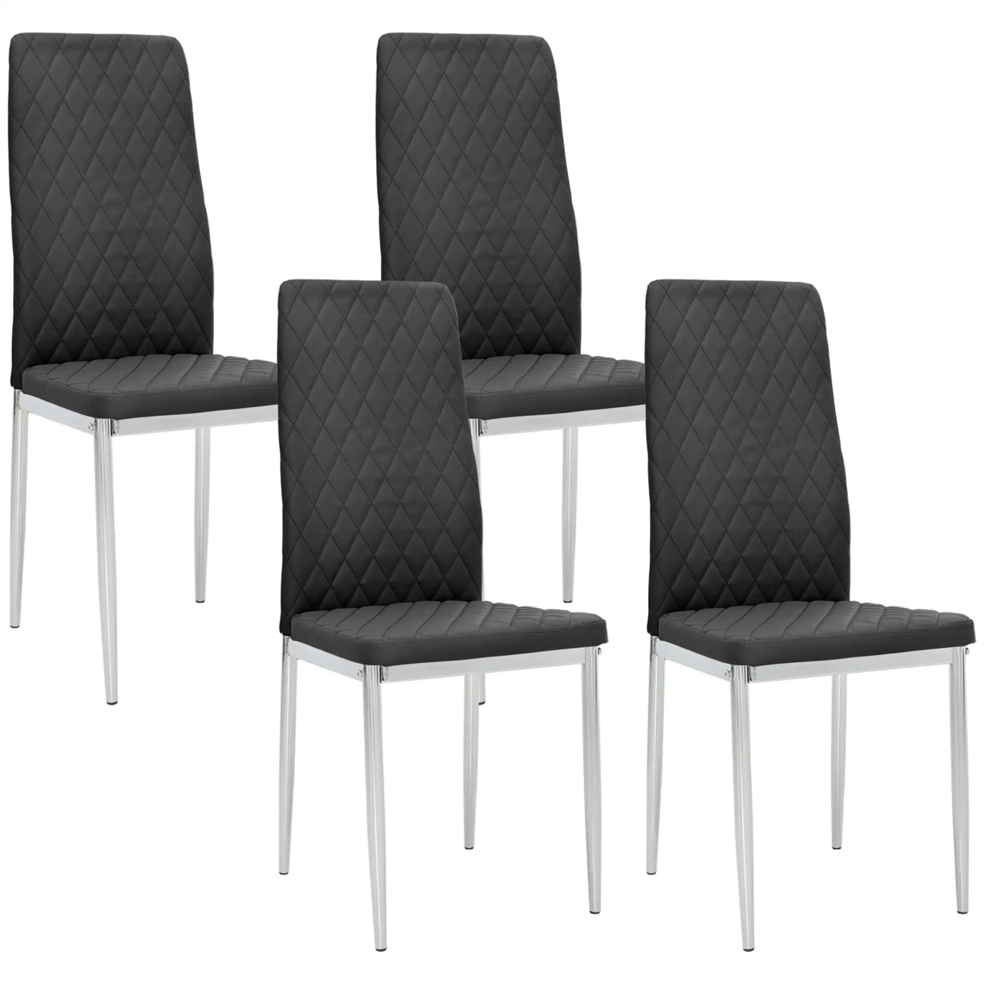 Kitchen Chairs Set of 4, Faux Leather Upholstery, Steel Legs, Black Dining Chairs at Gallery Canada