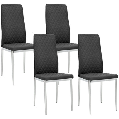 Kitchen Chairs Set of 4, Faux Leather Upholstery, Steel Legs, Black Dining Chairs at Gallery Canada