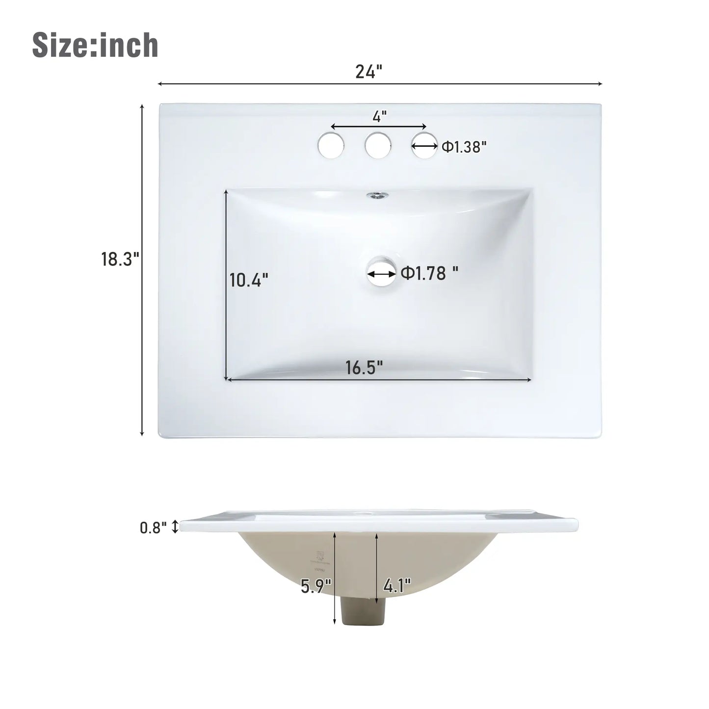 24" Bathroom Vanity, 4 Drawers, Ceramic Sink, Solid Wood, Green+White Sink Cabinets at Gallery Canada