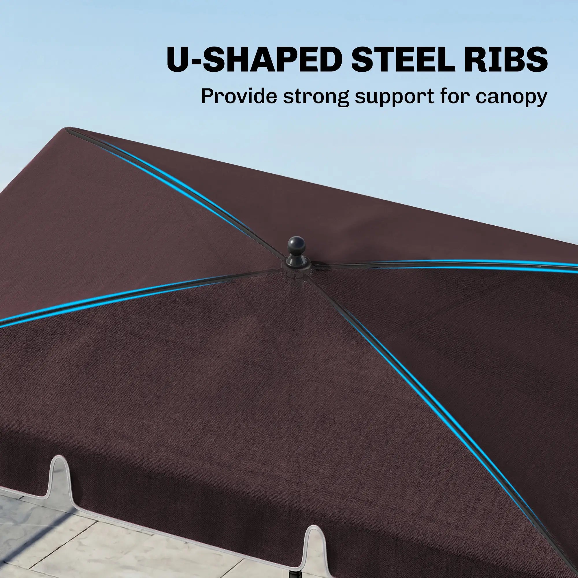 6.5x4ft Rectangle Patio Umbrella, Aluminum Tilt Adjustable, Garden Parasol Sun Umbrellas at Gallery Canada
