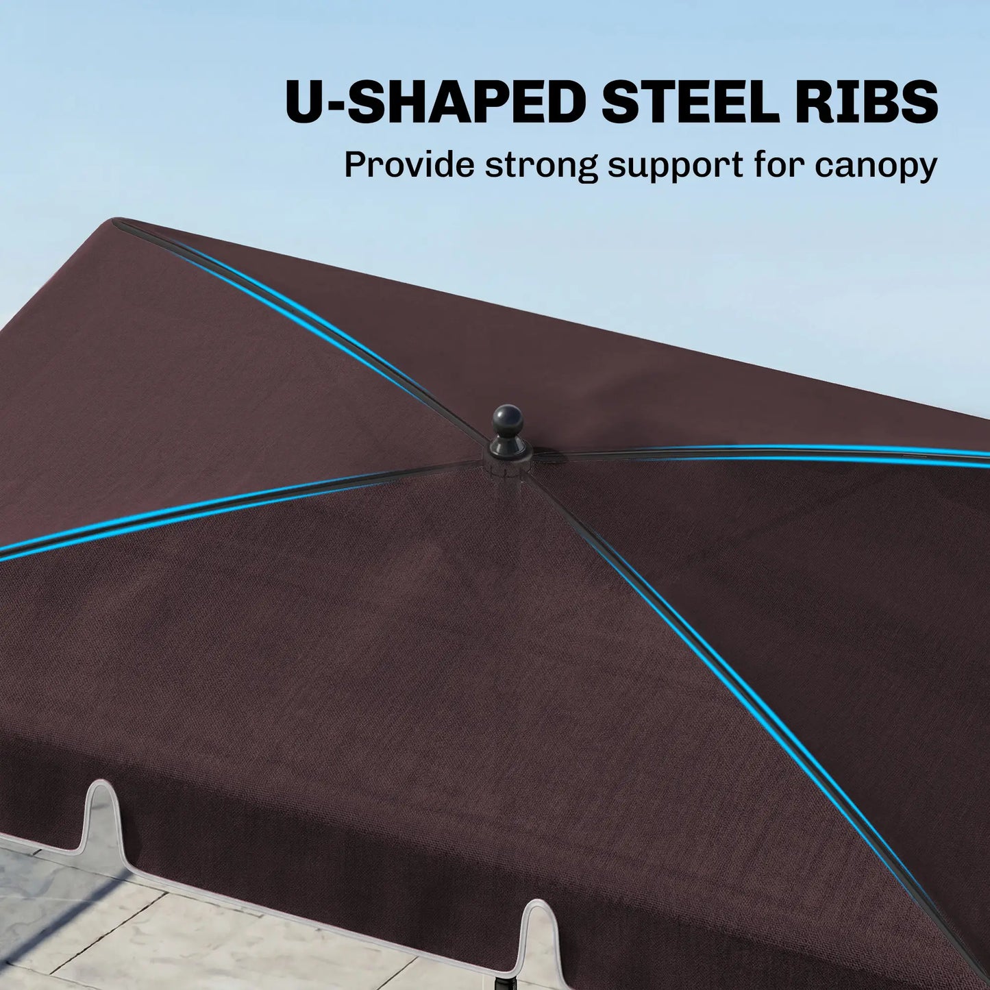 6.5x4ft Rectangle Patio Umbrella, Aluminum Tilt Adjustable, Garden Parasol Sun Umbrellas at Gallery Canada