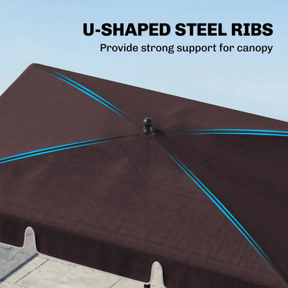 6.5x4ft Rectangle Patio Umbrella, Aluminum Tilt Adjustable, Garden Parasol Sun Umbrellas at Gallery Canada