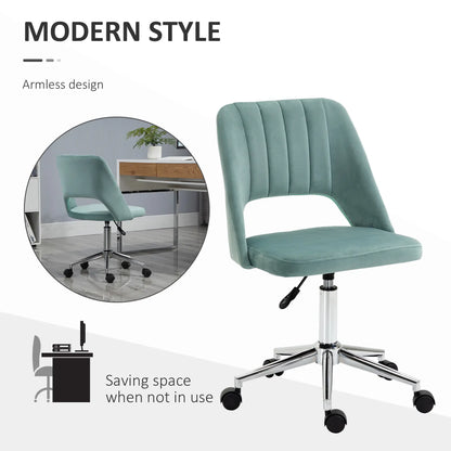 Velvet Fabric Mid Back Office Chair, Swivel Scallop Shape, Green Executive & Manager Chairs at Gallery Canada
