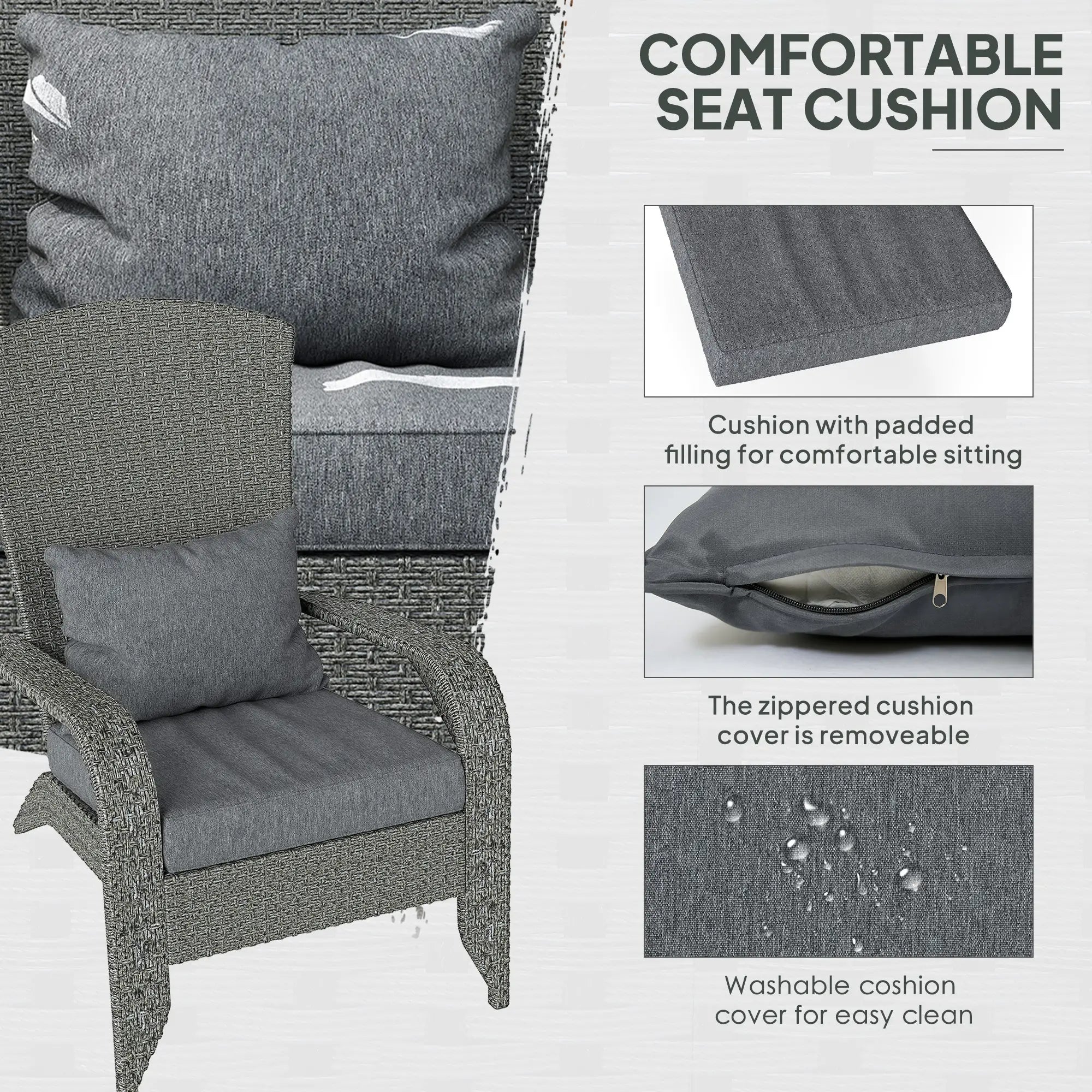 Wicker Adirondack Chair, PE Rattan Outdoor Fire Pit Chair, Heather Grey Patio Chairs at Gallery Canada