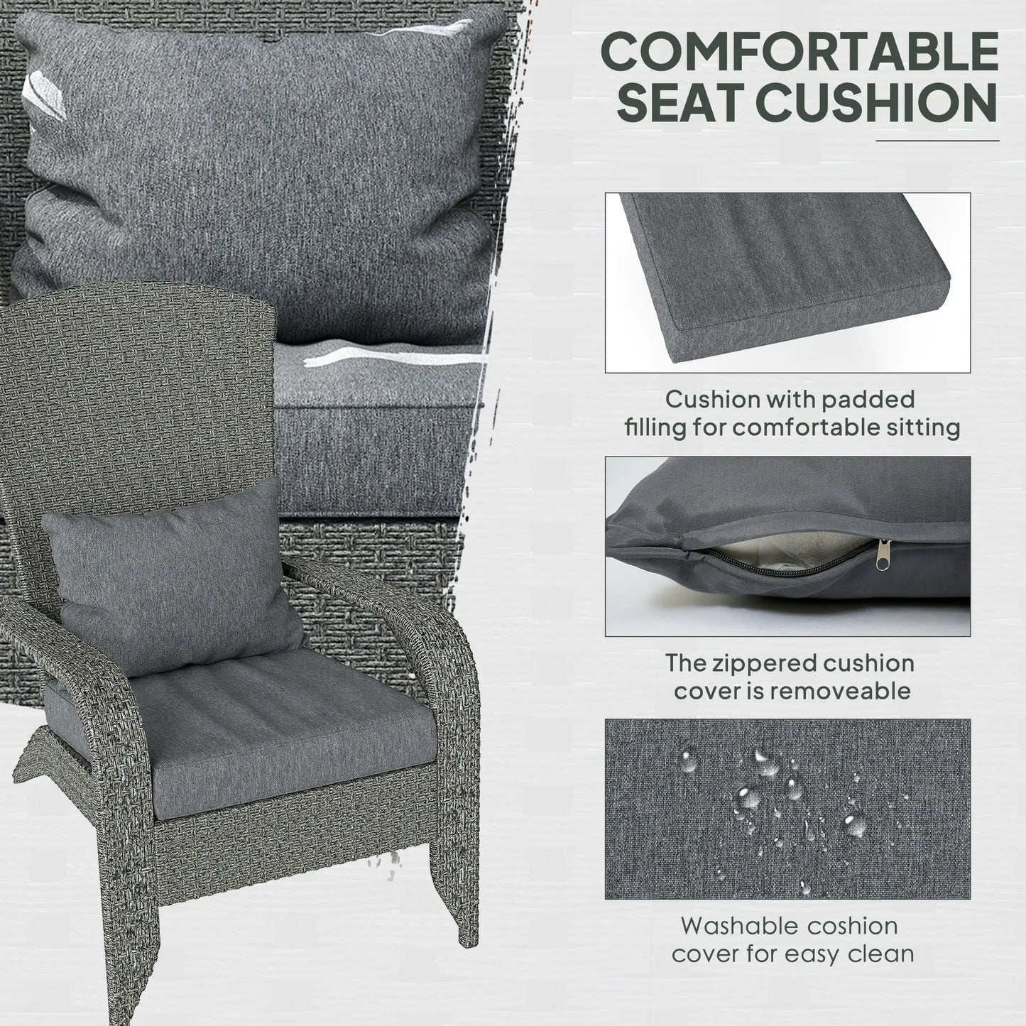 Wicker Adirondack Chair, PE Rattan Outdoor Fire Pit Chair, Heather Grey Patio Chairs at Gallery Canada