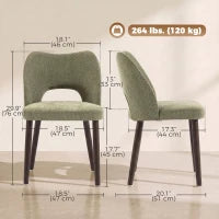 Chenille Upholstered Dining Chairs Set, Green