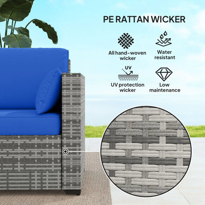 3-Seater Outdoor Sofa with Cushions, PE Rattan, Blue Patio Furniture Sets at Gallery Canada