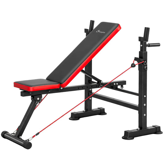 Adjustable Weight Bench with Squat Rack, 660 lbs Capacity Weight Benches Black, Red at Gallery Canada
