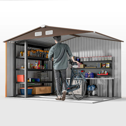 9.1'x6.4'x6.3' Garden Storage Shed, Metal Tool House, Double Doors, Dark Grey Yellow Sheds at Gallery Canada