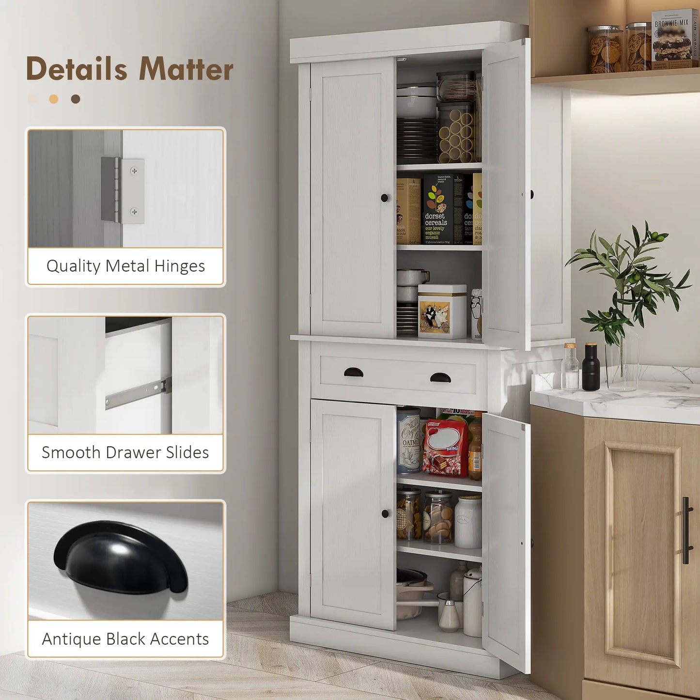 Kitchen Cabinet With 2 Drawers, Particleboard, White Kitchen Pantry Cabinets at Gallery Canada