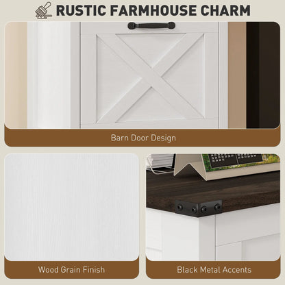 2 Drawer Vertical Filing Cabinet, Rustic Farmhouse, A4 Letter Size, Distressed White, White Office Cabinets & Cupboards at Gallery Canada