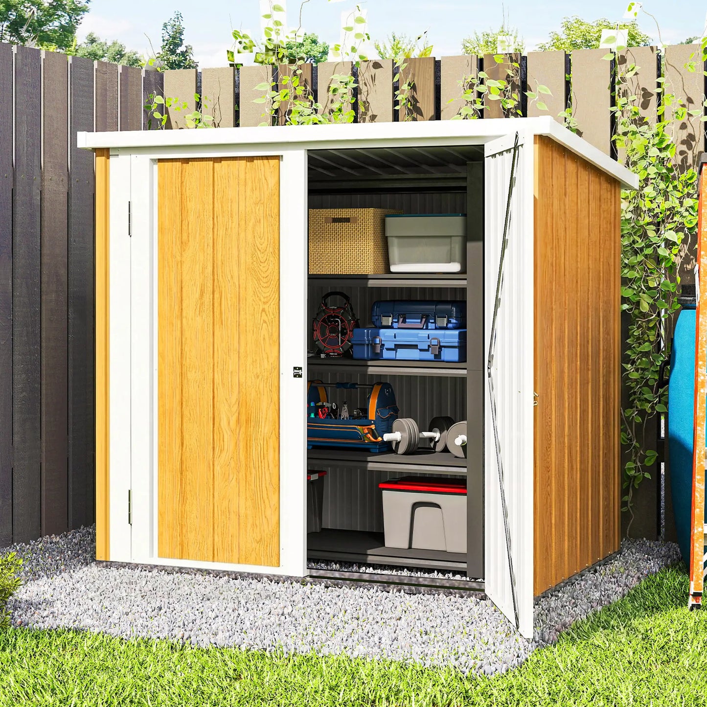 5' x 3' Metal Garden Storage Shed, Double Doors For Backyard Sheds at Gallery Canada