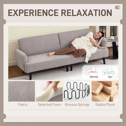 Modern 3 Seater Sofa, Corduroy Loveseat, Rubberwood Legs, Beige 3-Seater Sofas at Gallery Canada