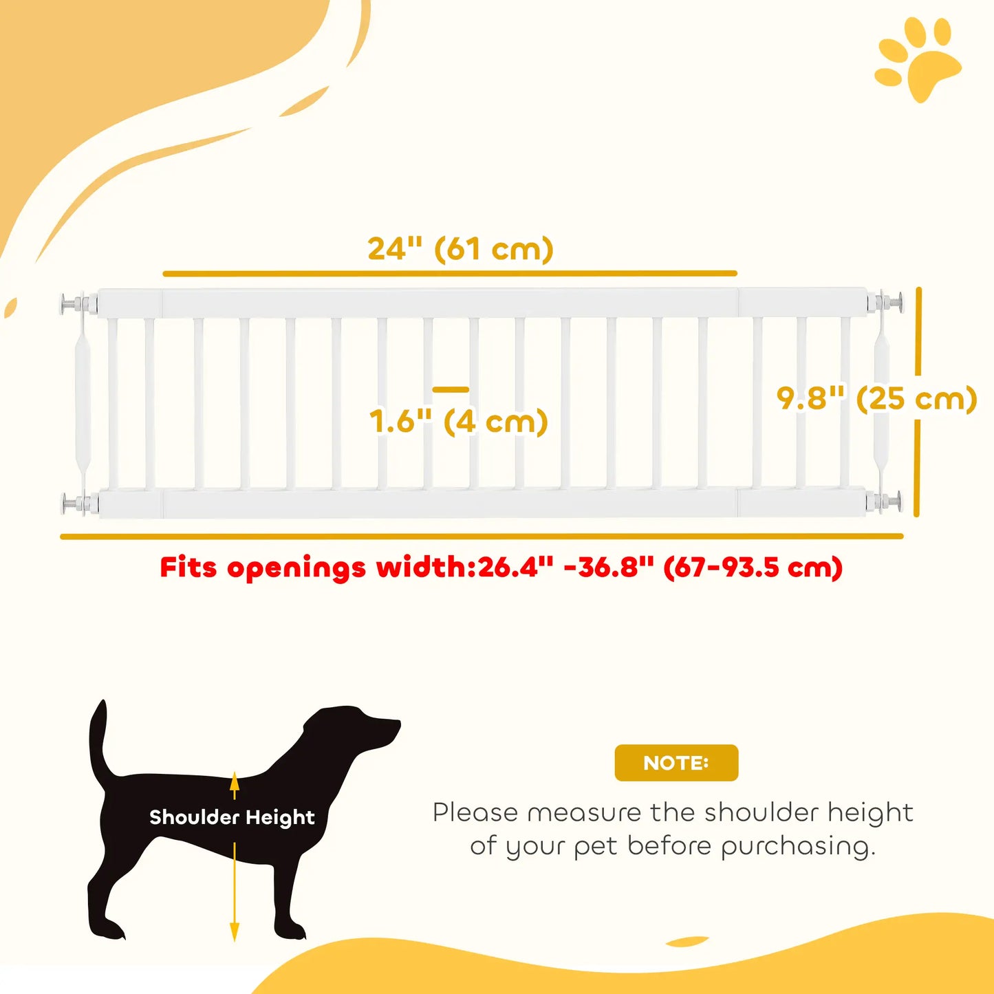 26"-37" Dog Gate, Adjustable Pet Gate, White Pet Gates at Gallery Canada