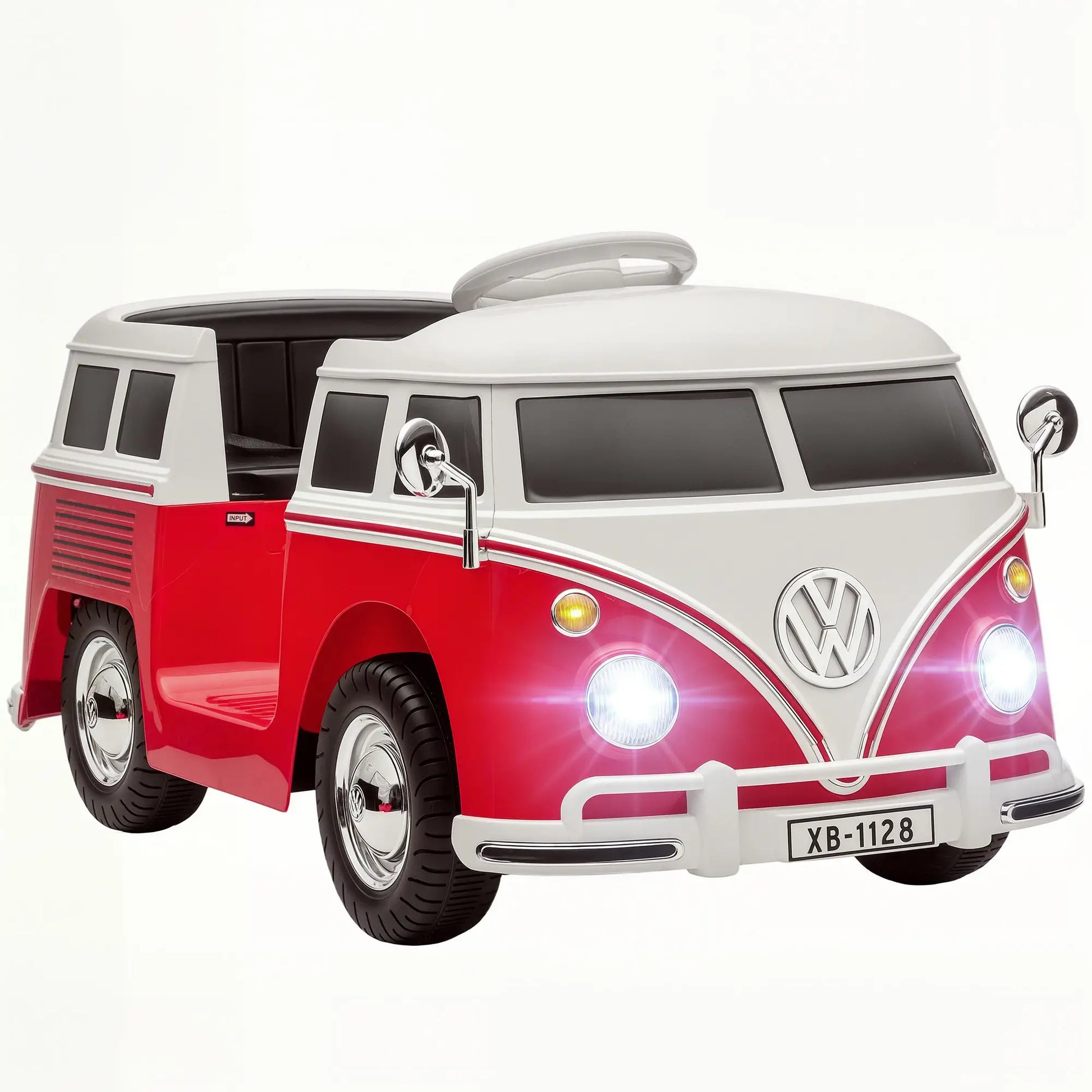 12V Kids Ride on Car, Lisensed Volkswagen T1 Electric Vehicle with Dual Motor and Soft Start for 3-7 Years, Red Electric Toy Cars at Gallery Canada