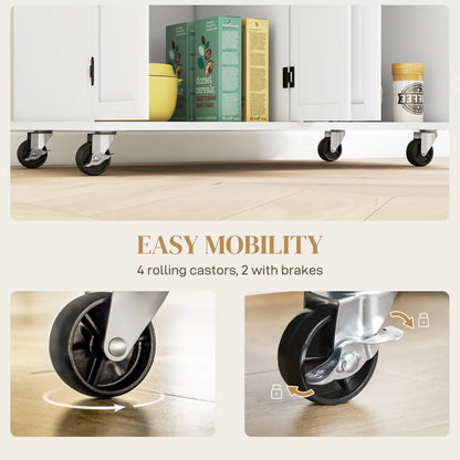 Kitchen Island on Wheels, Rubberwood Top, 2 Drawers, 4 Doors, Adjustable Shelves Kitchen Islands & Kitchen Carts at Gallery Canada