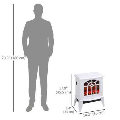 Electric Fireplace Heater, Freestanding Stove, Realistic Flame, Overheat Protection, 750W/1500W, White Electric Fireplaces at Gallery Canada