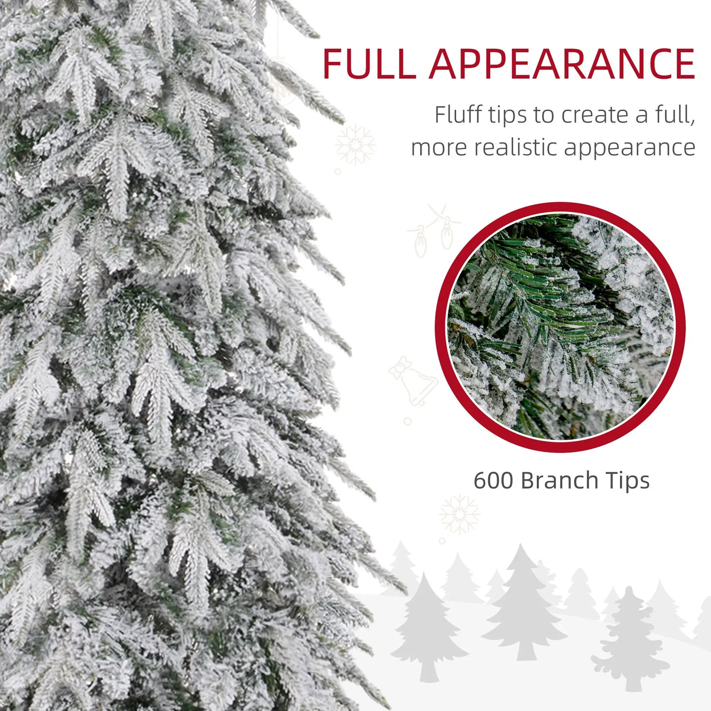 6ft Flocked Artificial Christmas Tree, 600 Tips, Auto Open, Steel Base, Green Flocked Christmas Trees at Gallery Canada
