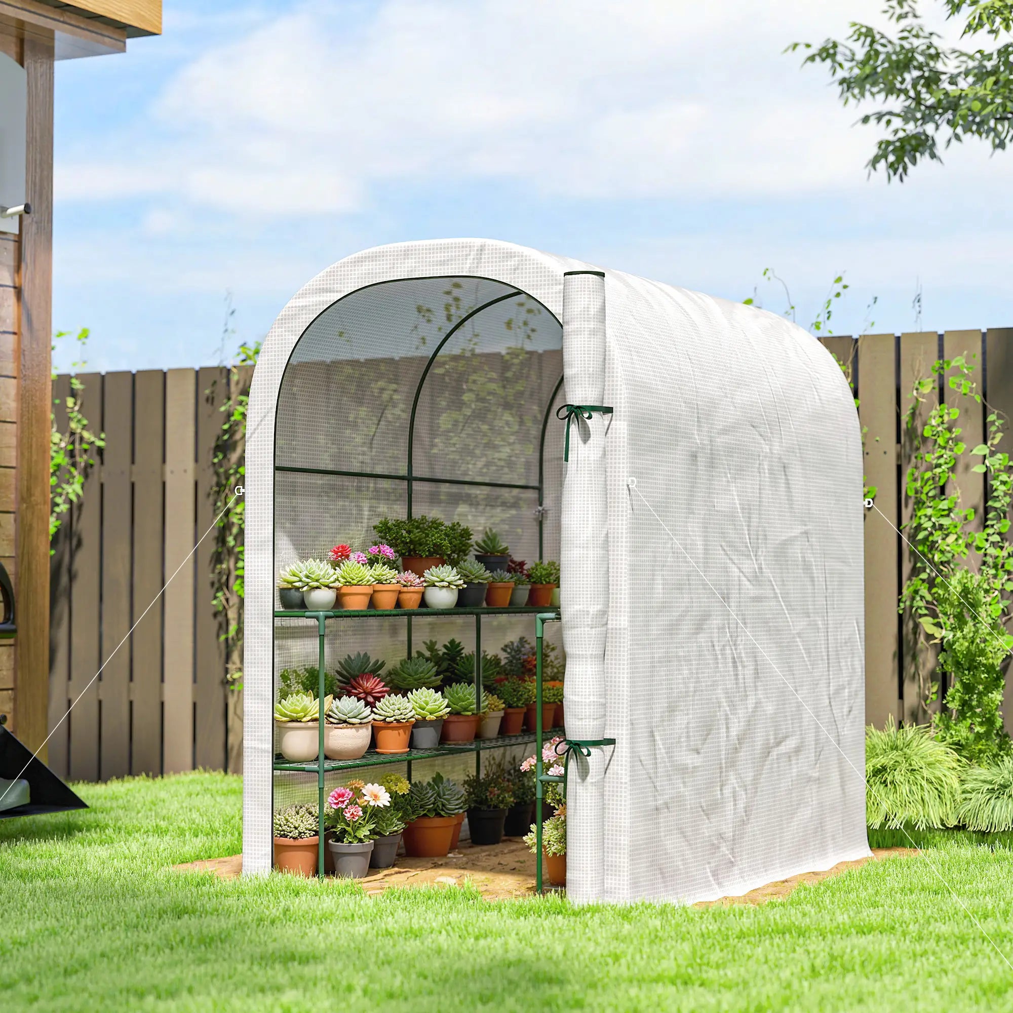 Walk-in Mini Greenhouse With Shelves, Portable Outdoor, 123 x 187 x 189 cm, White Greenhouses at Gallery Canada