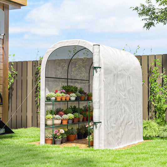 Walk-in Mini Greenhouse With Shelves, Portable Outdoor, 123 x 187 x 189 cm, White Greenhouses White at Gallery Canada