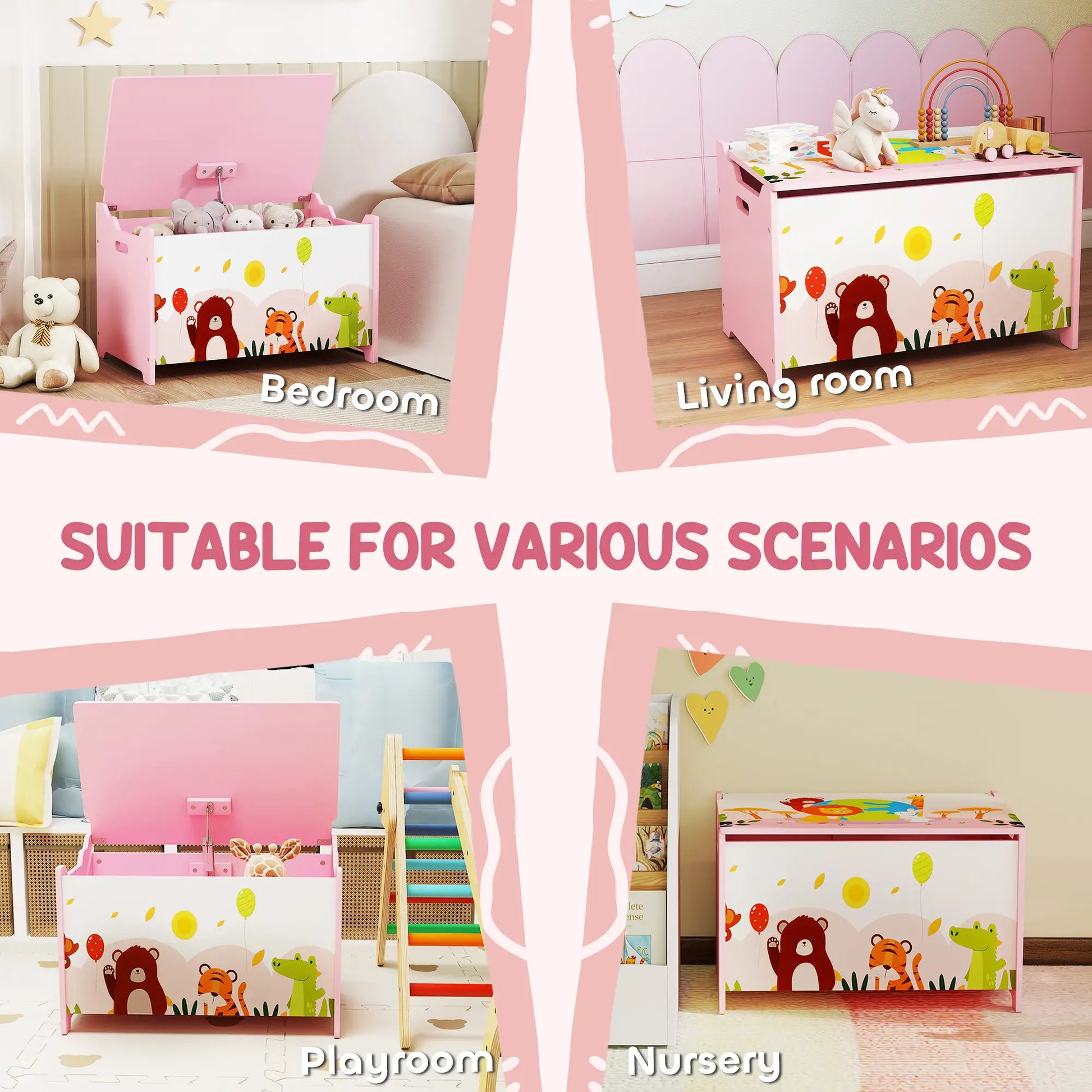 Kids Storage Chest with Lid, Toy Box Organizer, Pink Baby & Kids Storage at Gallery Canada