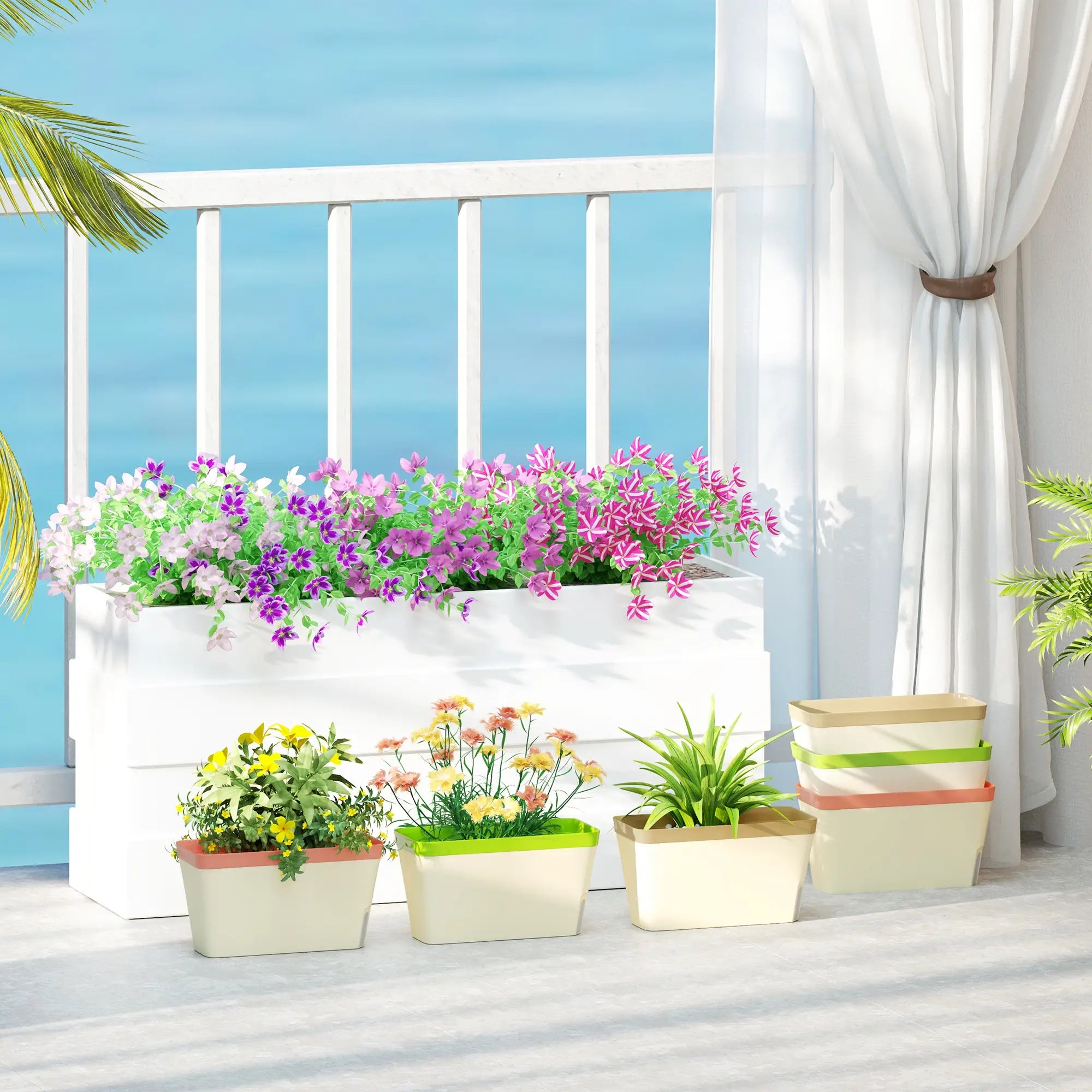 6 Pack Self Watering Flower Pots, 10.5 Inch Planter Box with Water Indicator Garden Accessories at Gallery Canada